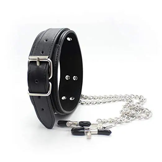 Bondage Collar Chain Nipple Clamps
