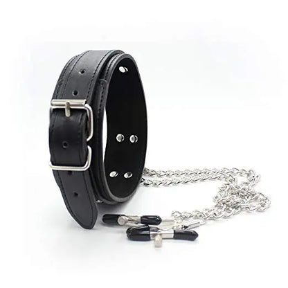 Bondage Collar Chain Nipple Clamps