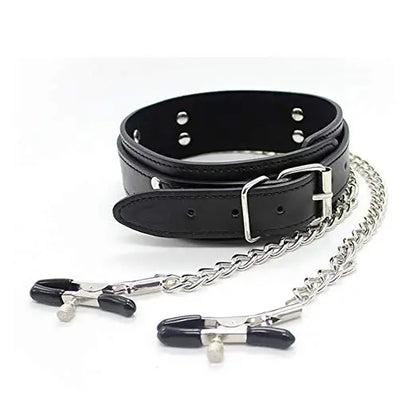 Bondage Collar Chain Nipple Clamps