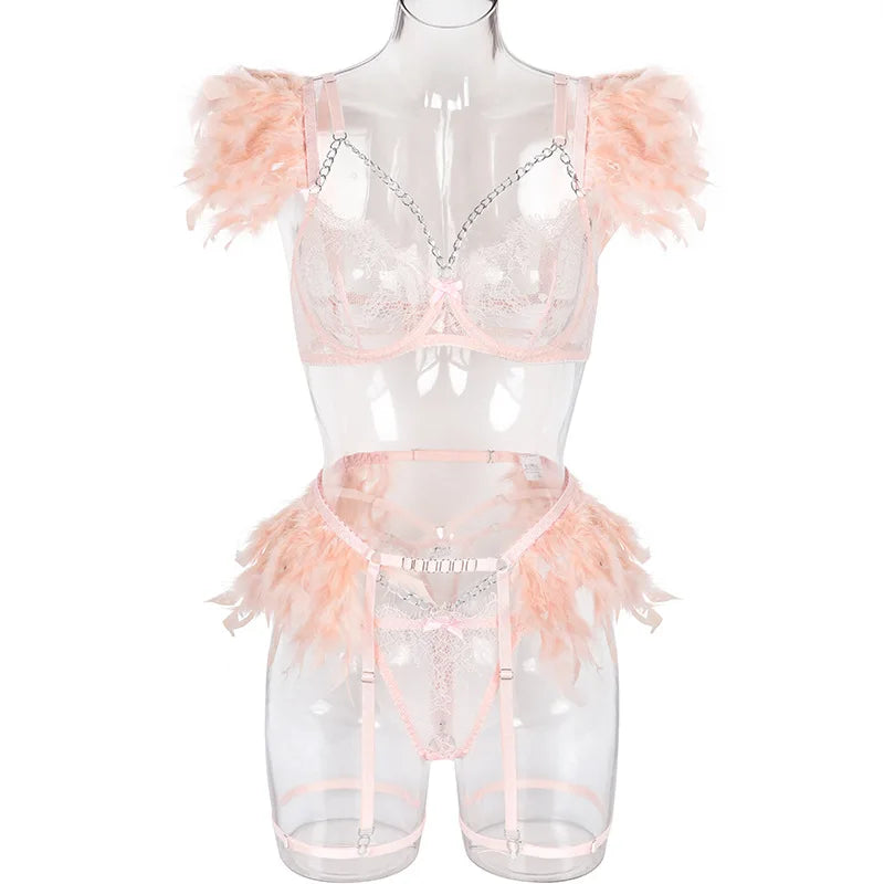 Feather Lingerie Set
