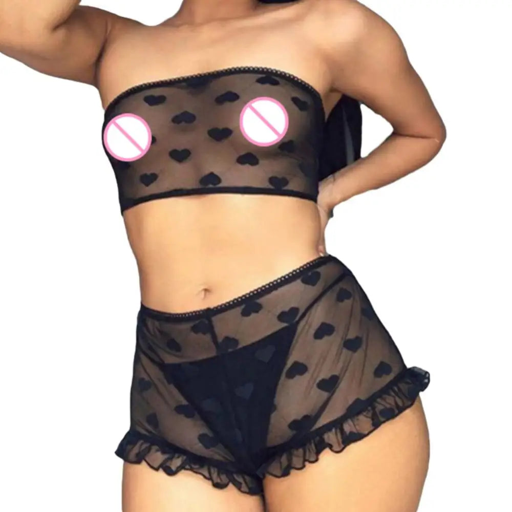 Heart Print Lingerie Set