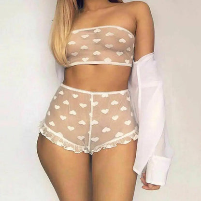 Heart Print Lingerie Set